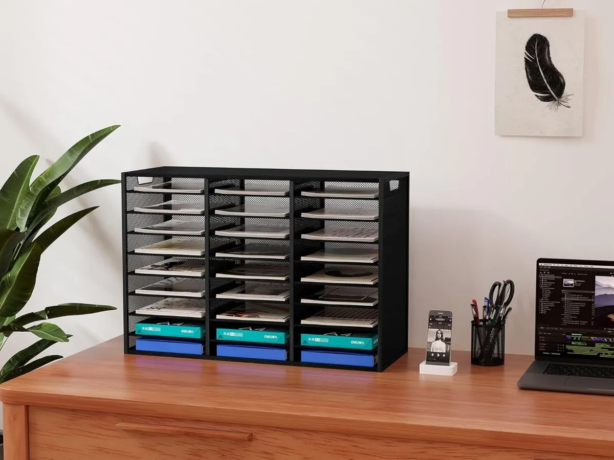 Desktop 9 Tier 27 Compartments Filing Tray Metal - Image 2