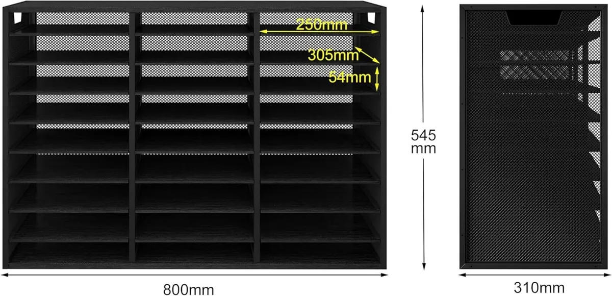 Desktop 9 Tier 27 Compartments Filing Tray Metal - Image 3