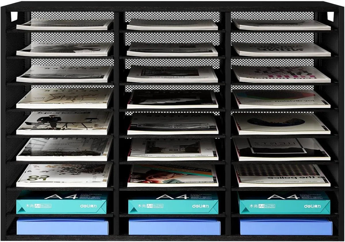 Desktop 9 Tier 27 Compartments Filing Tray Metal - Image 4