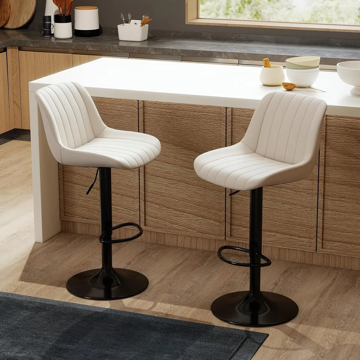 Bar Stools Set of 2 Swivel Counter Height - Image 1