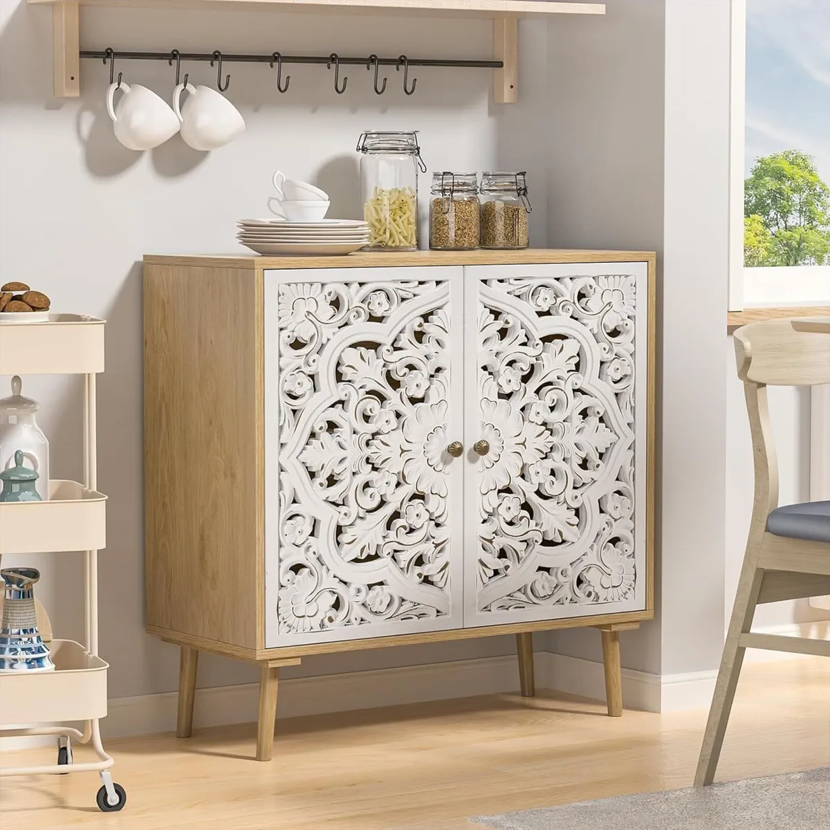 Wood Carving Sideboards for Living Room Accent - Image 4