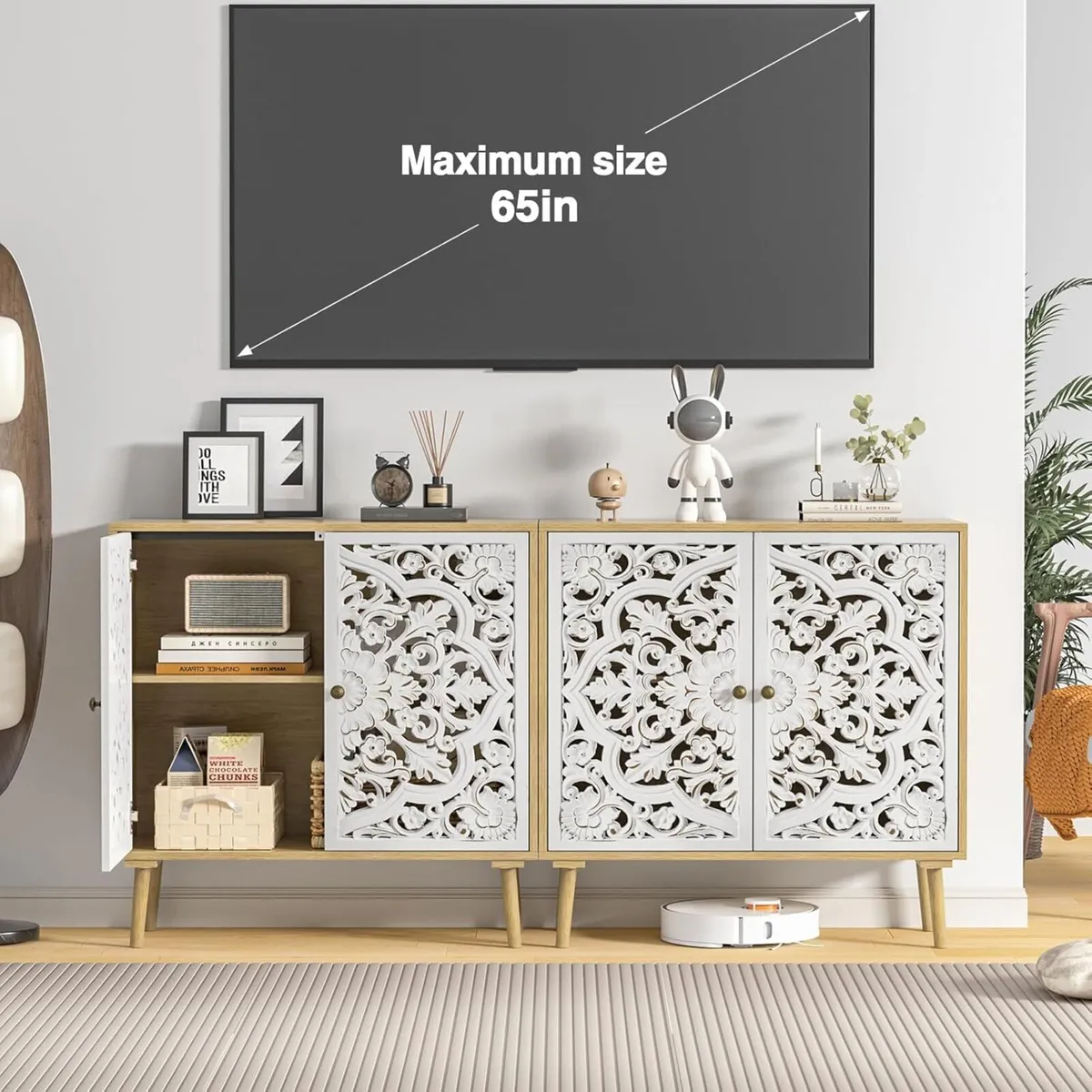 Wood Carving Sideboards for Living Room Accent - Image 3