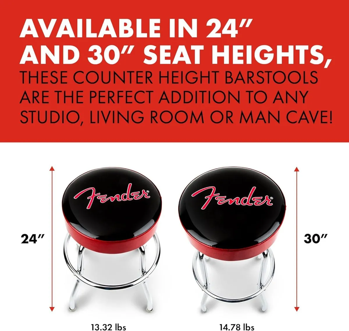 Barstool Red Sparkle Logo 30 Inch Foam Padded - Image 3