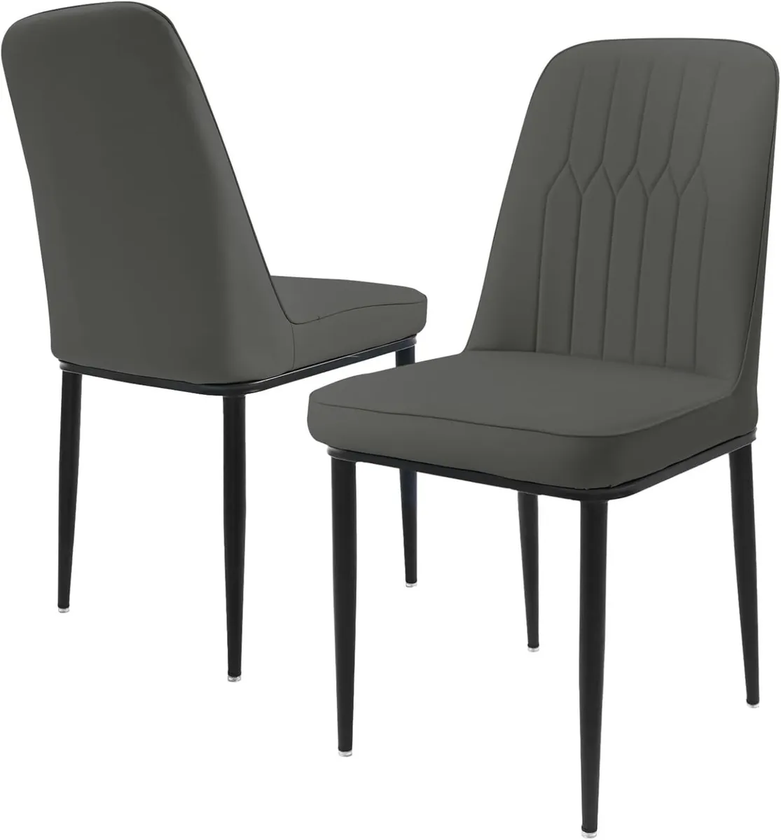 Dining Chairs Set of 2 - Grey Upholstered High - Image 1