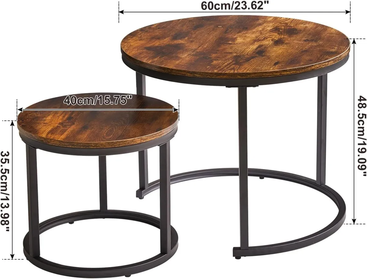 Round Nesting Table Removable Set of 2 Coffee - Image 2