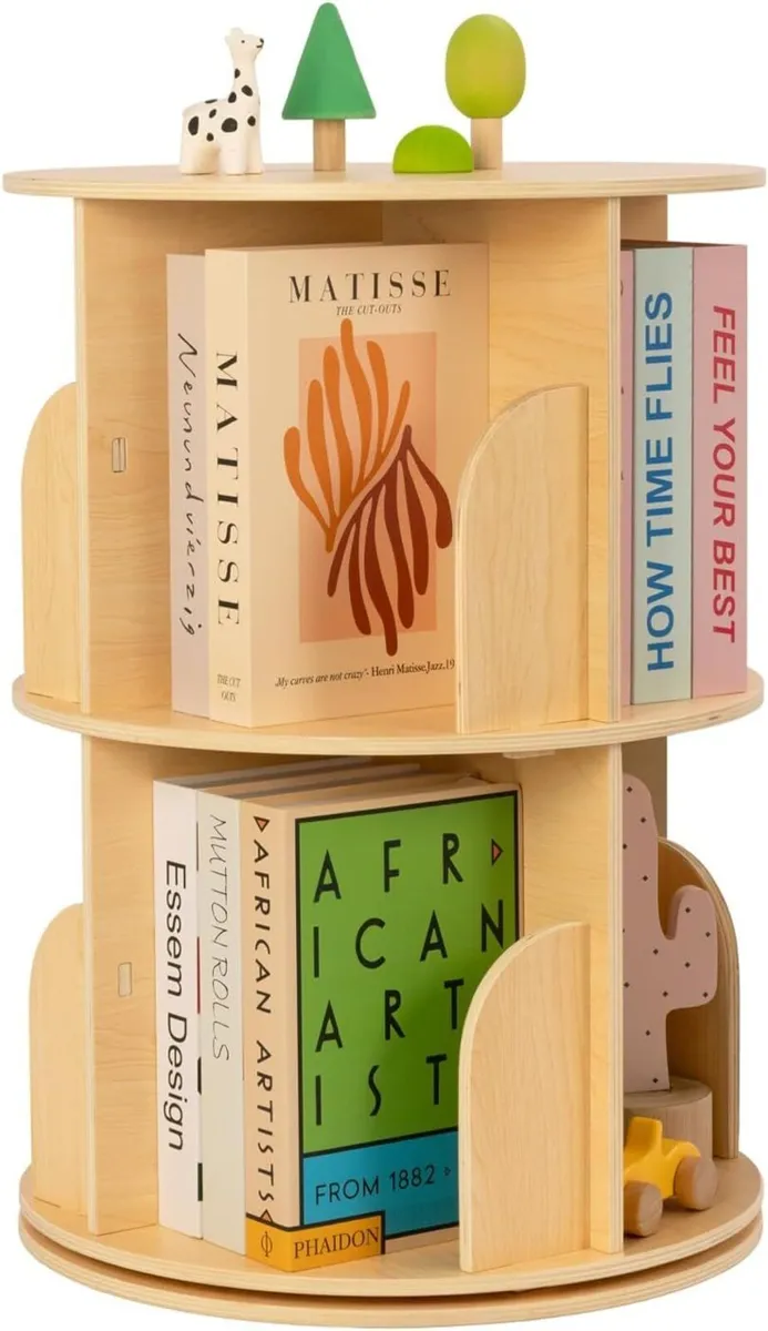 2 Tier Rotating Bookshelf Small Corner Floor - Image 1