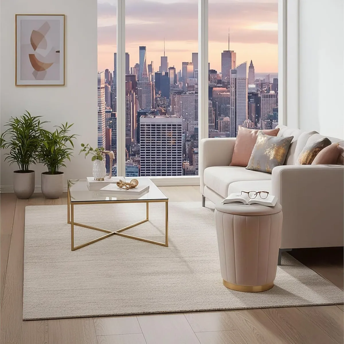 Velvet Storage Ottoman Upholstered Round Pouffe - Image 2