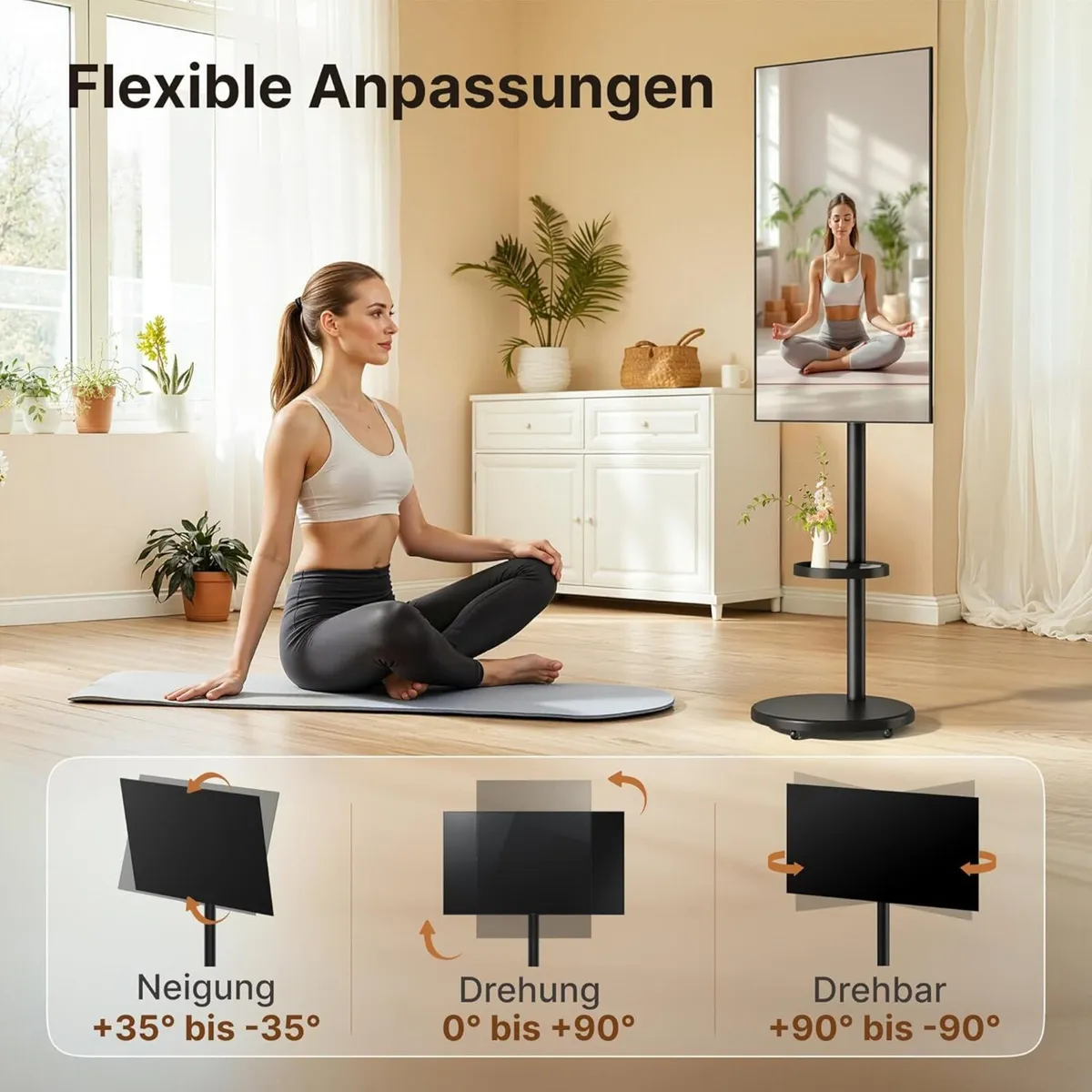 Rolling TV Stand with Wheels for 17-43 Inch TVs - Image 4