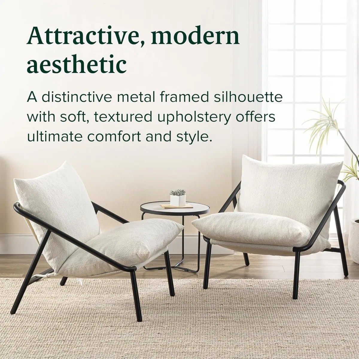 Ada Accent Lounge Chair – Metal Frame Sling with - Image 3