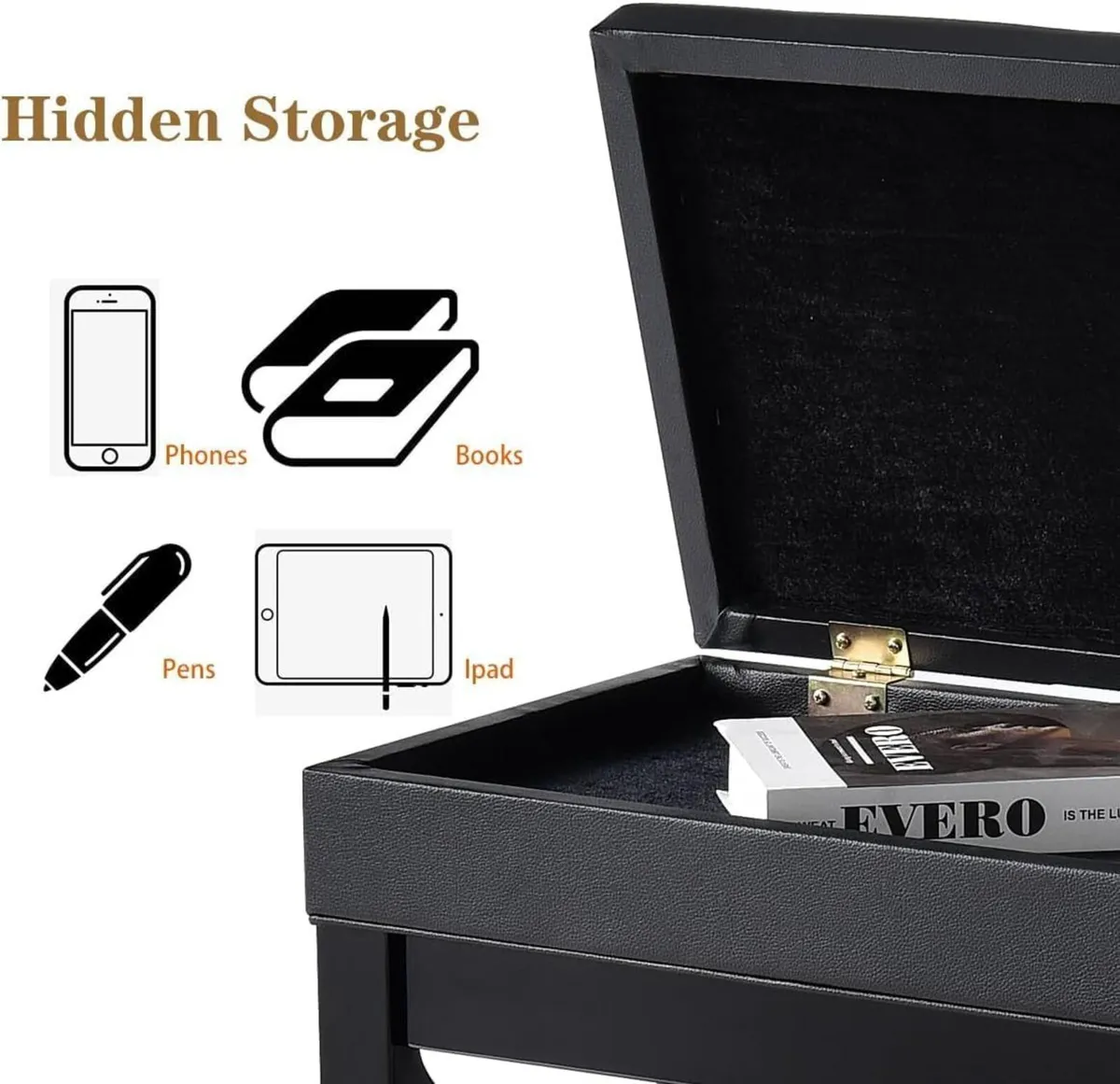 Adjustable Height Piano Stool Bench PU Leather - Image 4