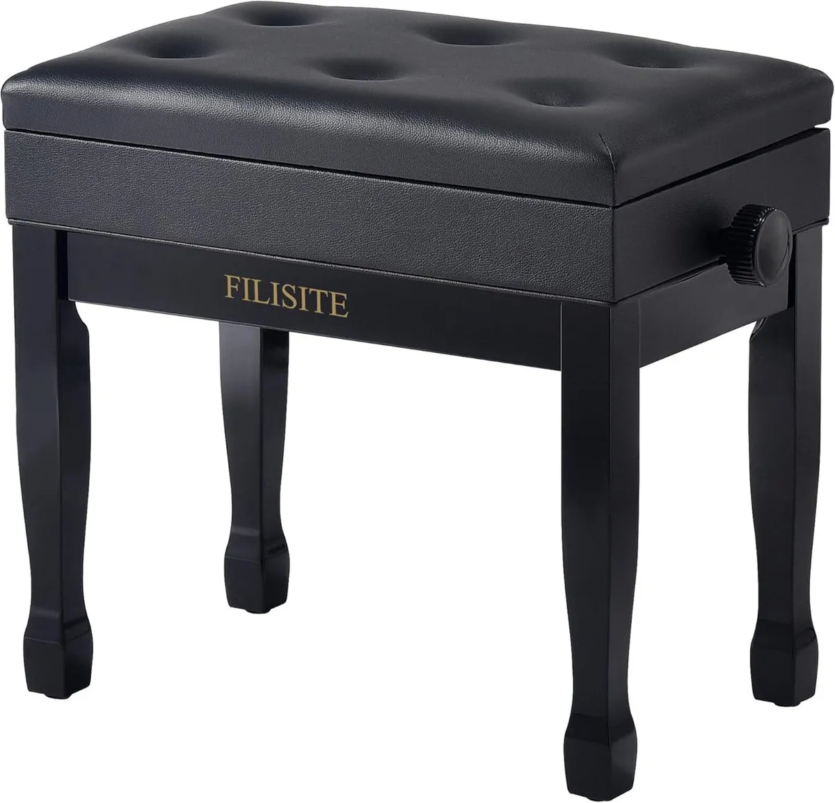 Adjustable Height Piano Stool Bench PU Leather - Image 1