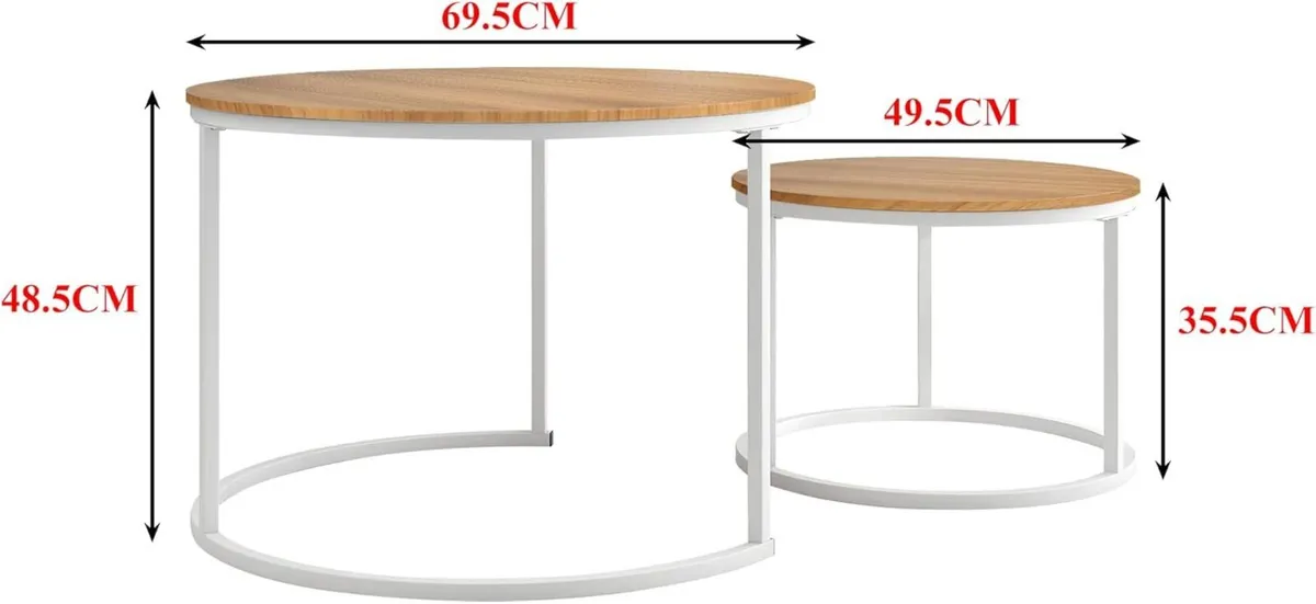 Round Nesting Coffee Table Set of 2 End for - Image 3
