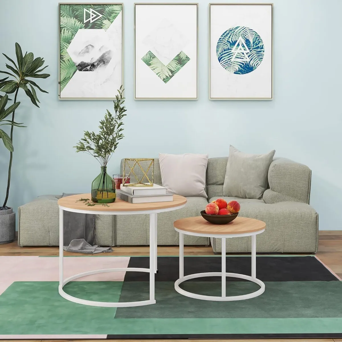 Round Nesting Coffee Table Set of 2 End for - Image 4