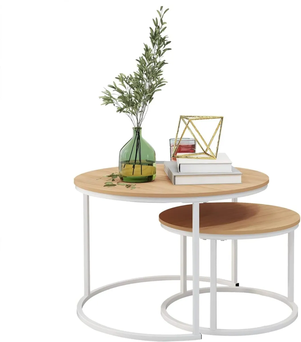 Round Nesting Coffee Table Set of 2 End for - Image 1