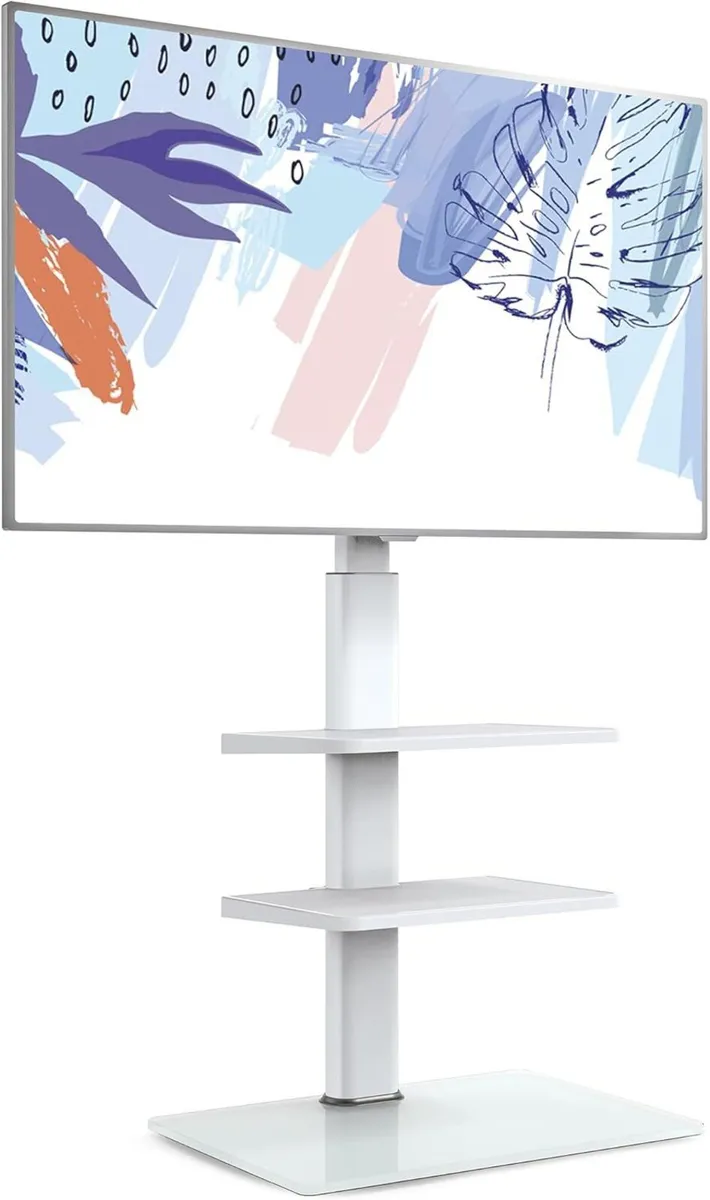 White TV Floor Stand for 32 to 60 inch TVs - Image 1