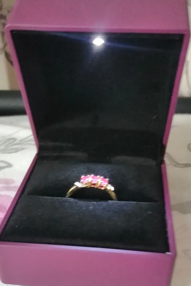 African Ruby trilogy ring Size N - Image 1