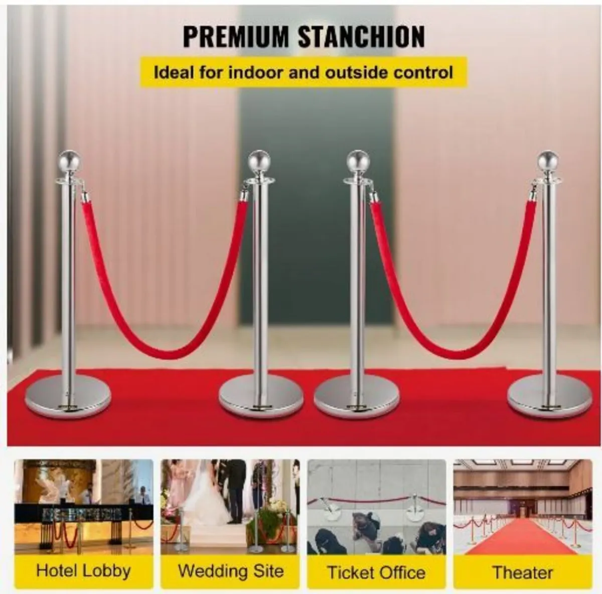 Retractable Silver Round Top Queue Control - Image 2