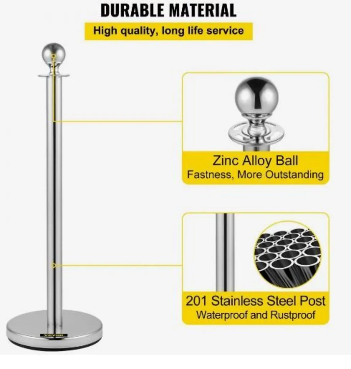 Retractable Silver Round Top Queue Control - Image 4