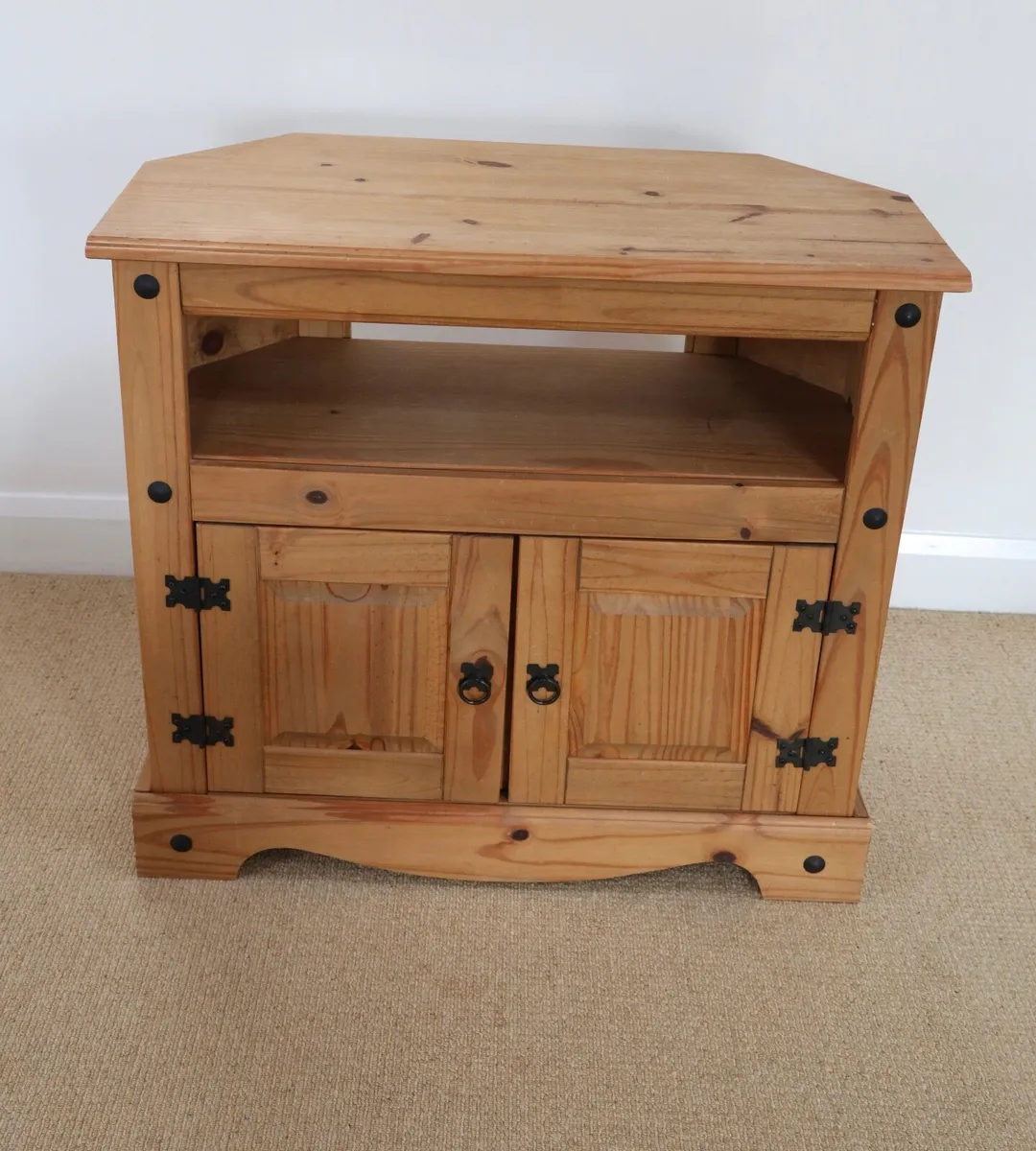 Solid Wood TV Stand – Natural Country Style - Image 1