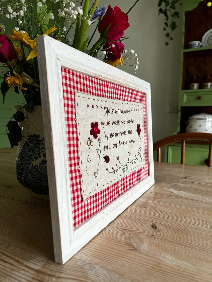 Vintage Embroidered Gingham Picture Frame - Image 4