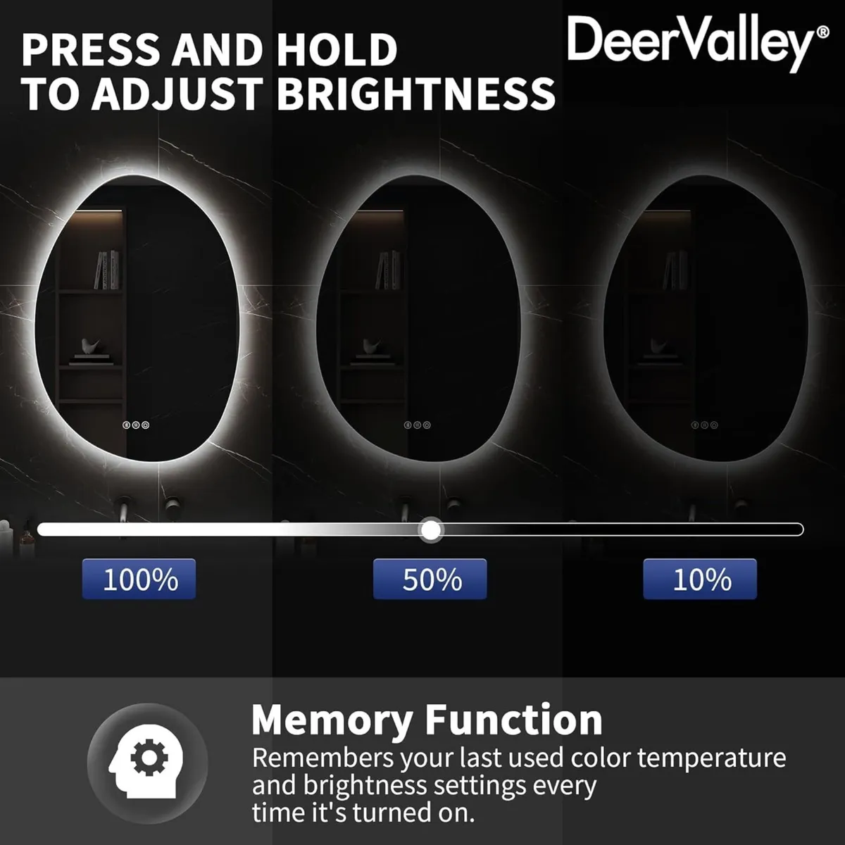 Bathroom Mirror with LED Lights Wall Bluetooth 3 - Image 4