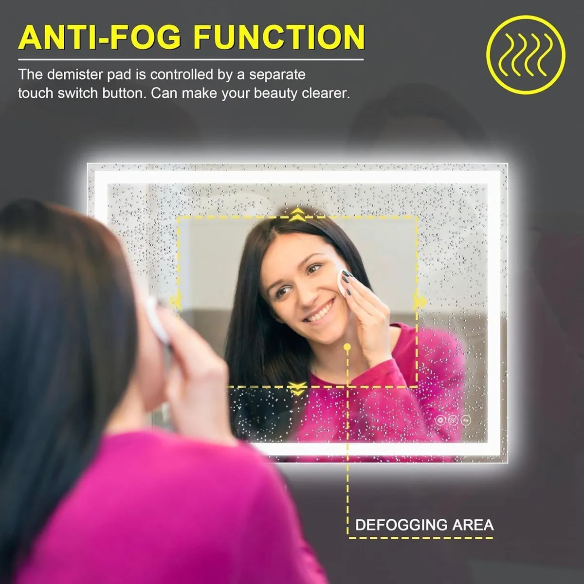 50X70cm Bathroom Mirror with LED Light Rectangle - Image 2