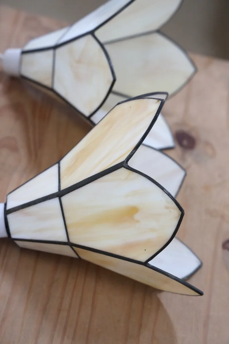 Set of 2 White Liberty-Style Tiffany Glass Chandel - Image 2