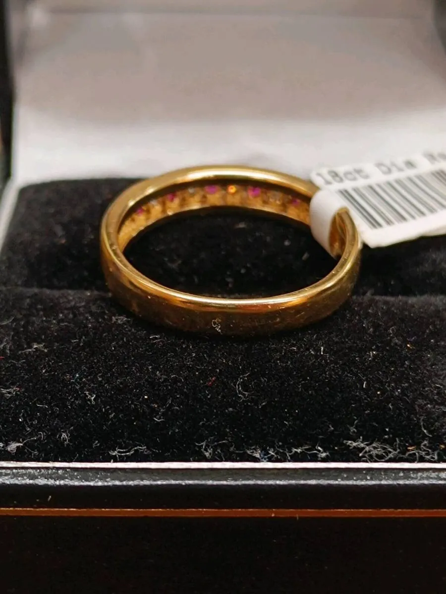 Diamond & Ruby Eternity Band Ring 18k Yellow Gold - Image 4