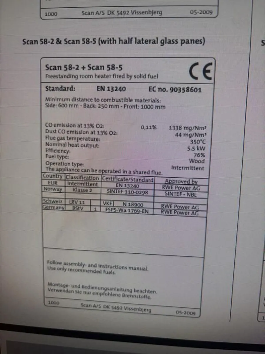 Kal-58/5 5.5 KW wood burning stove never lit - Image 3