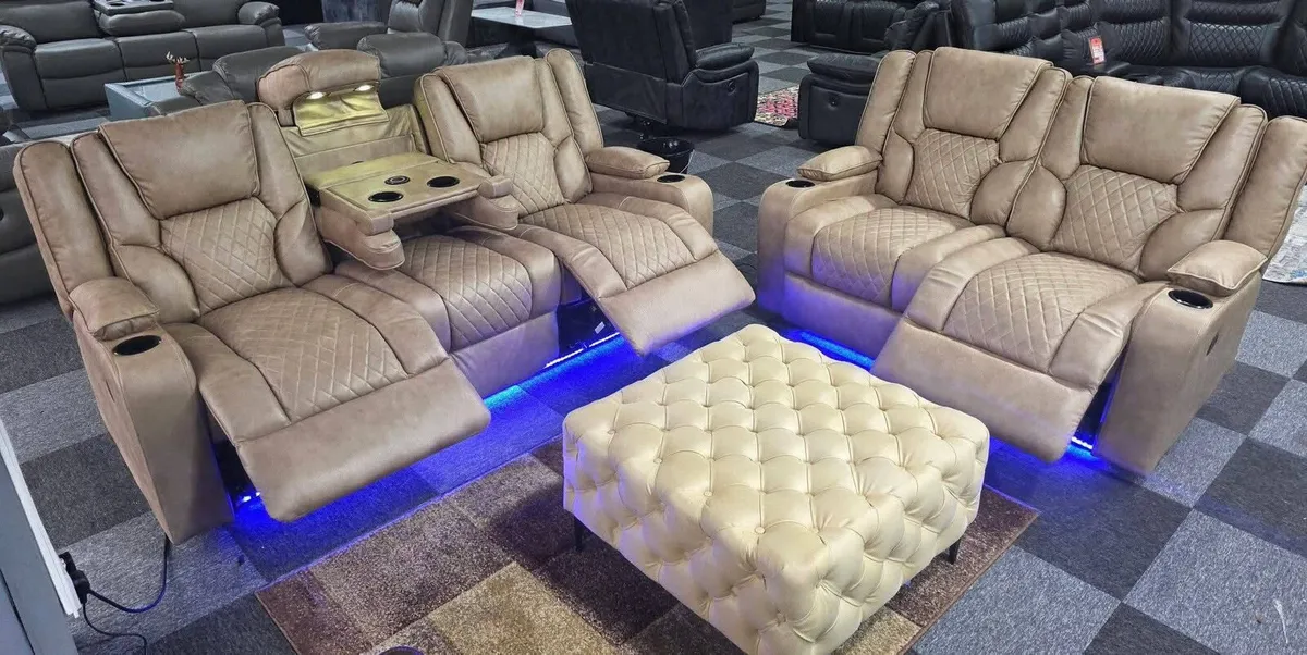 Electric Real Leather Orlando Recliner Sofa Set - Image 2