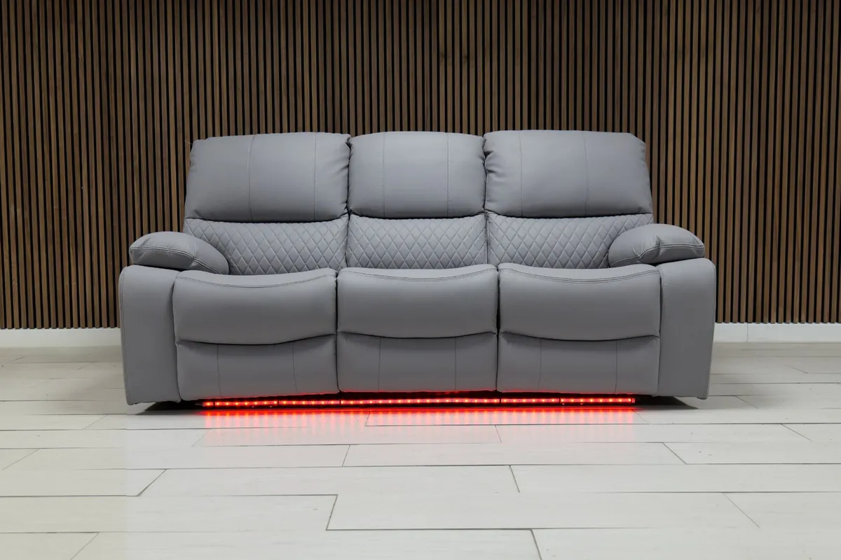 Rita Light Grey Electric Leather Recliner Sofa Set - Image 3