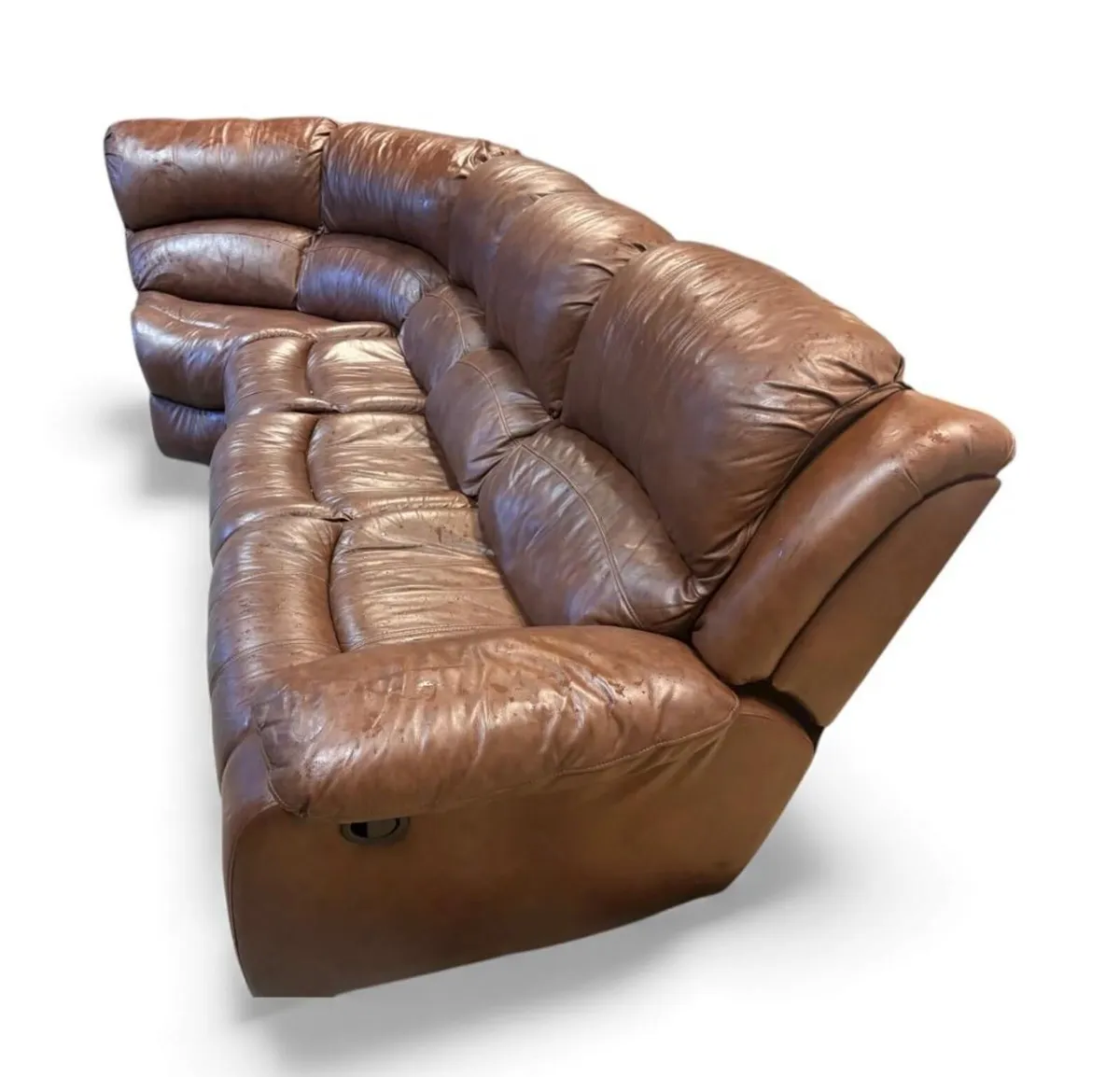 Corner Leather Settee with Recliners - Image 1