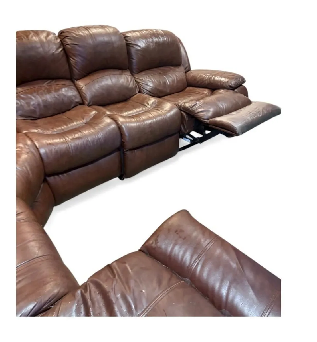 Corner Leather Settee with Recliners - Image 2