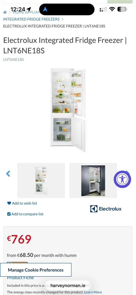270L Electrolux integrated Fridge for Sale - Image 1