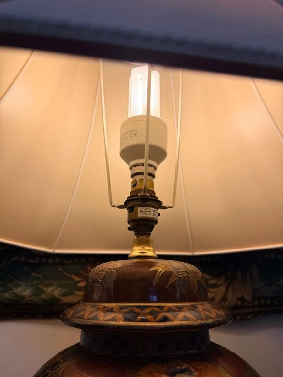 Pair of Satsuma Style Table Lamps with Shades - Image 3