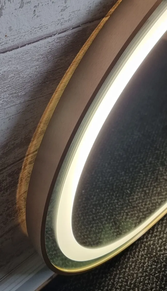 LED Bathroom Mirror Gold Demister Weather Station - Image 3