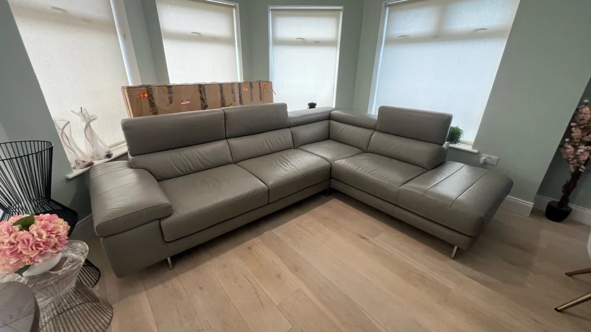 ''NATUZZI''6 siter left ''Genuine leather''Sofa - Image 4