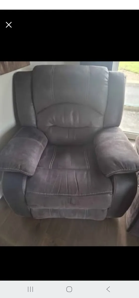 Black Suede 3+1+1 Recliner Sofa - Image 2