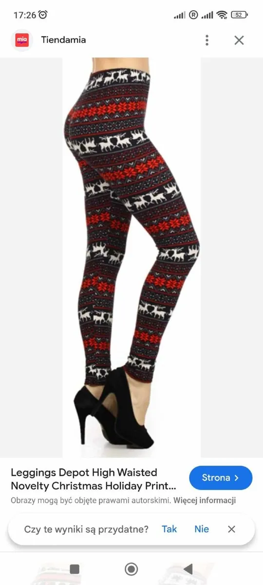 Black Red Reindeer Snowflake High Waisted Legins - Image 3
