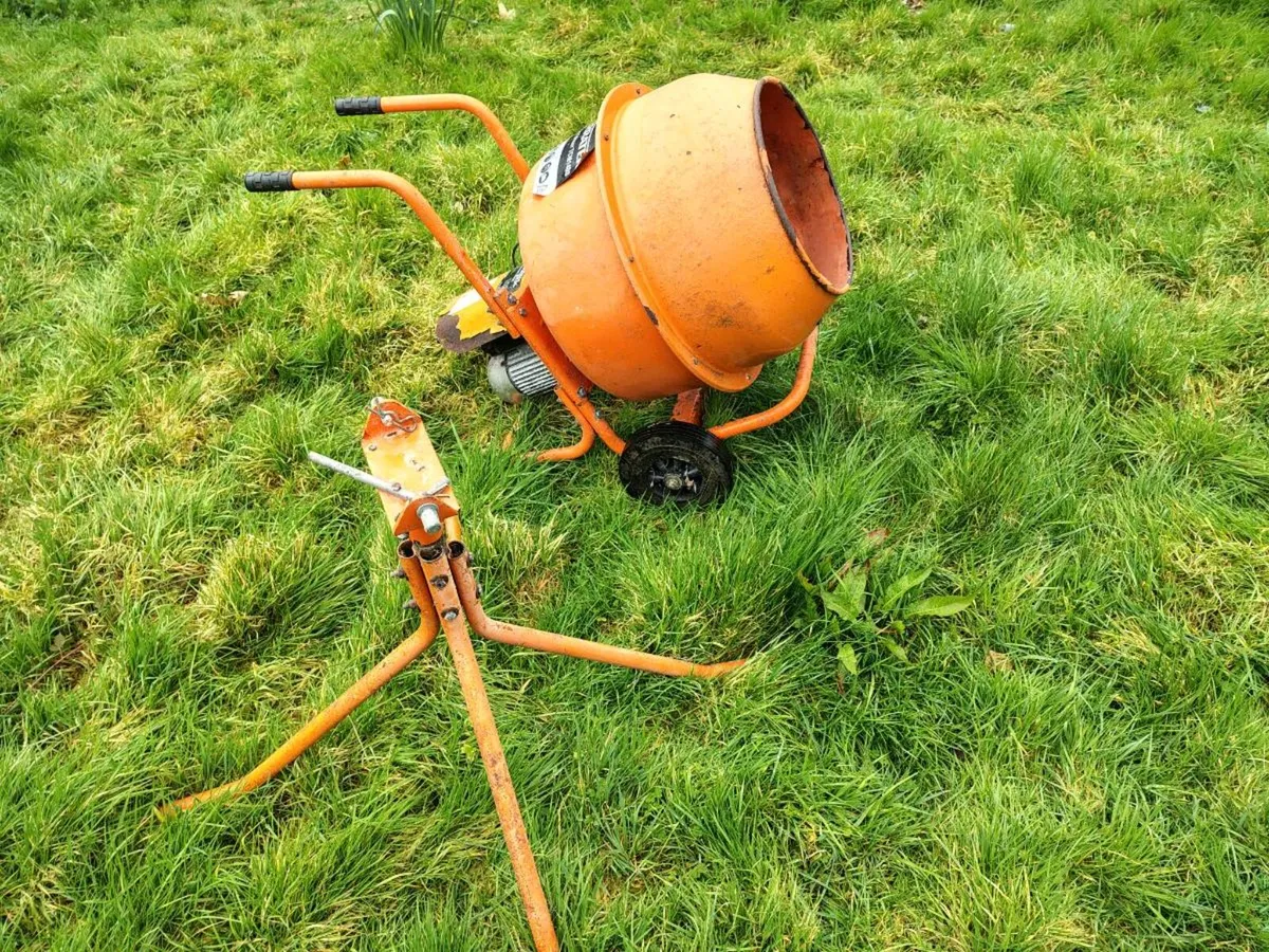 Used 230V Electric Cement Mixer with Stand - Image 2