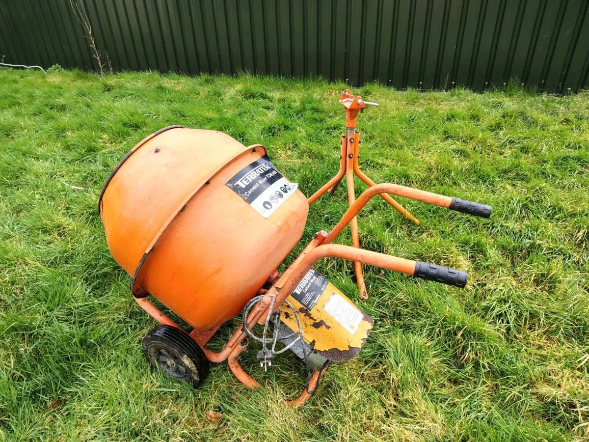 Used 230V Electric Cement Mixer with Stand - Image 1