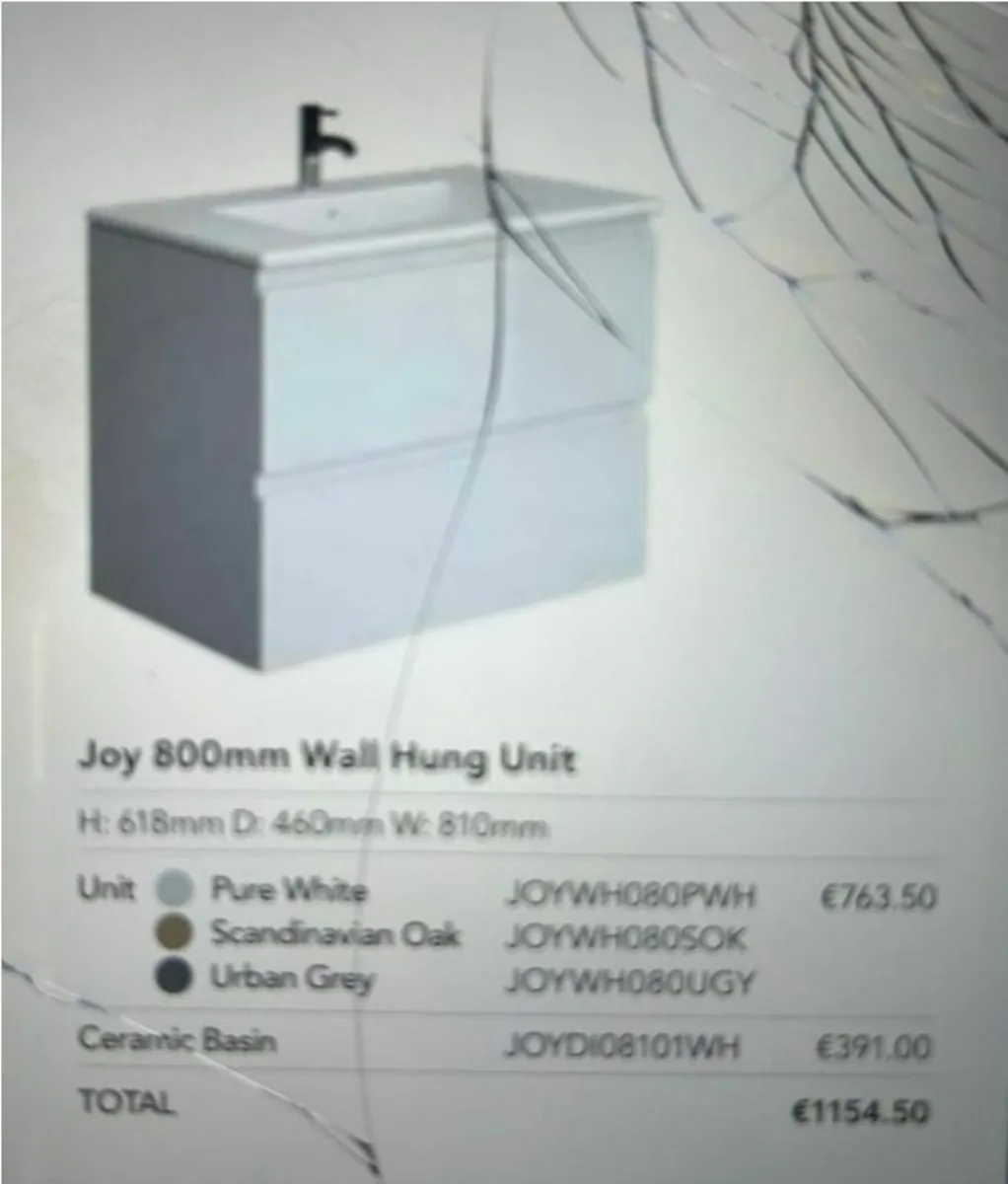 800mm (w) white vanity unit - Image 3