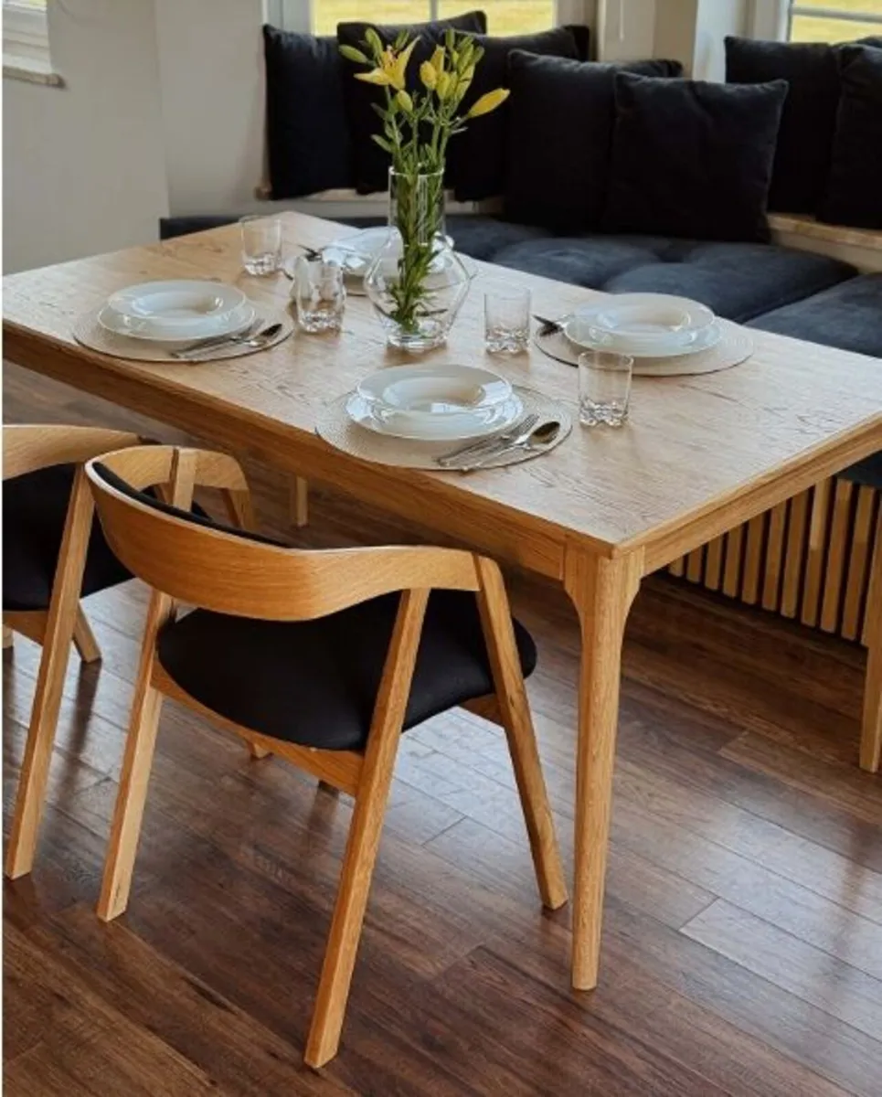 Oak Dining Armchair – Grey Plush Upholstered - Image 3