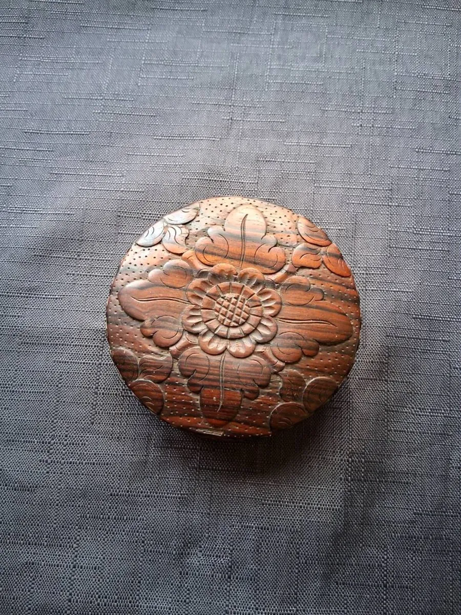 Hand Carved Wood Ring Box - Image 1