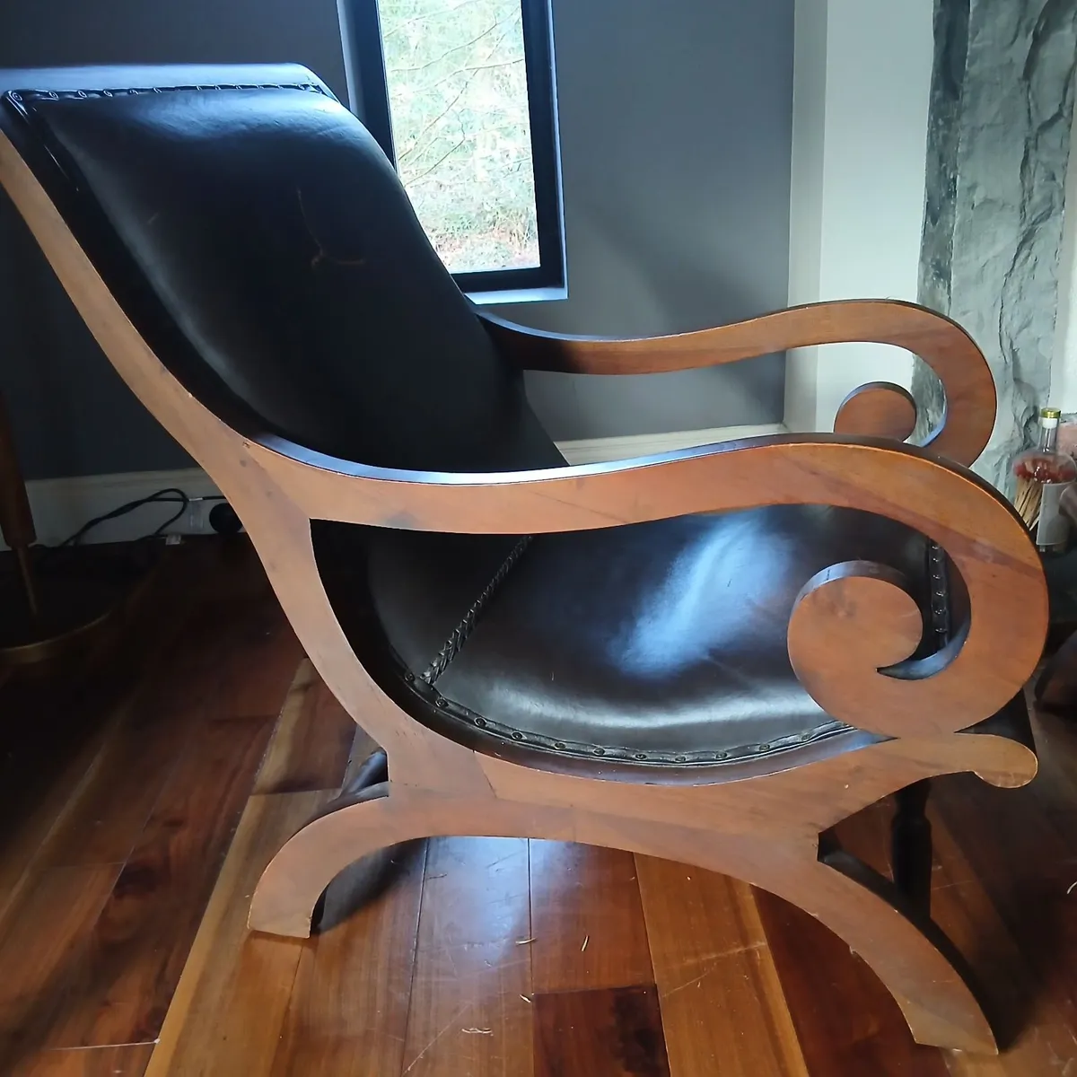 Regency style X chair with matching footstool - Image 1