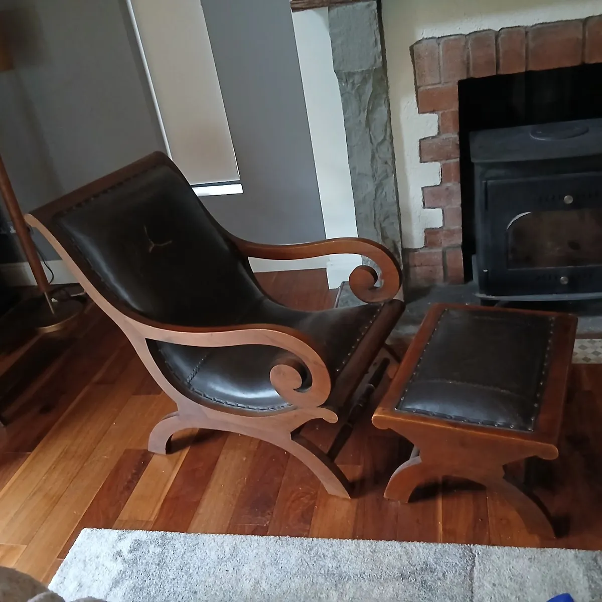 Regency style X chair with matching footstool - Image 2