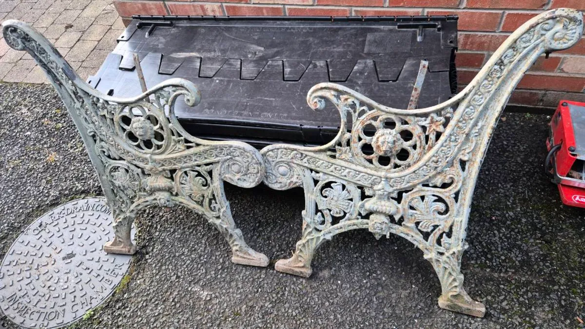 Classic vintage Iron cast garden bench sides - Image 3
