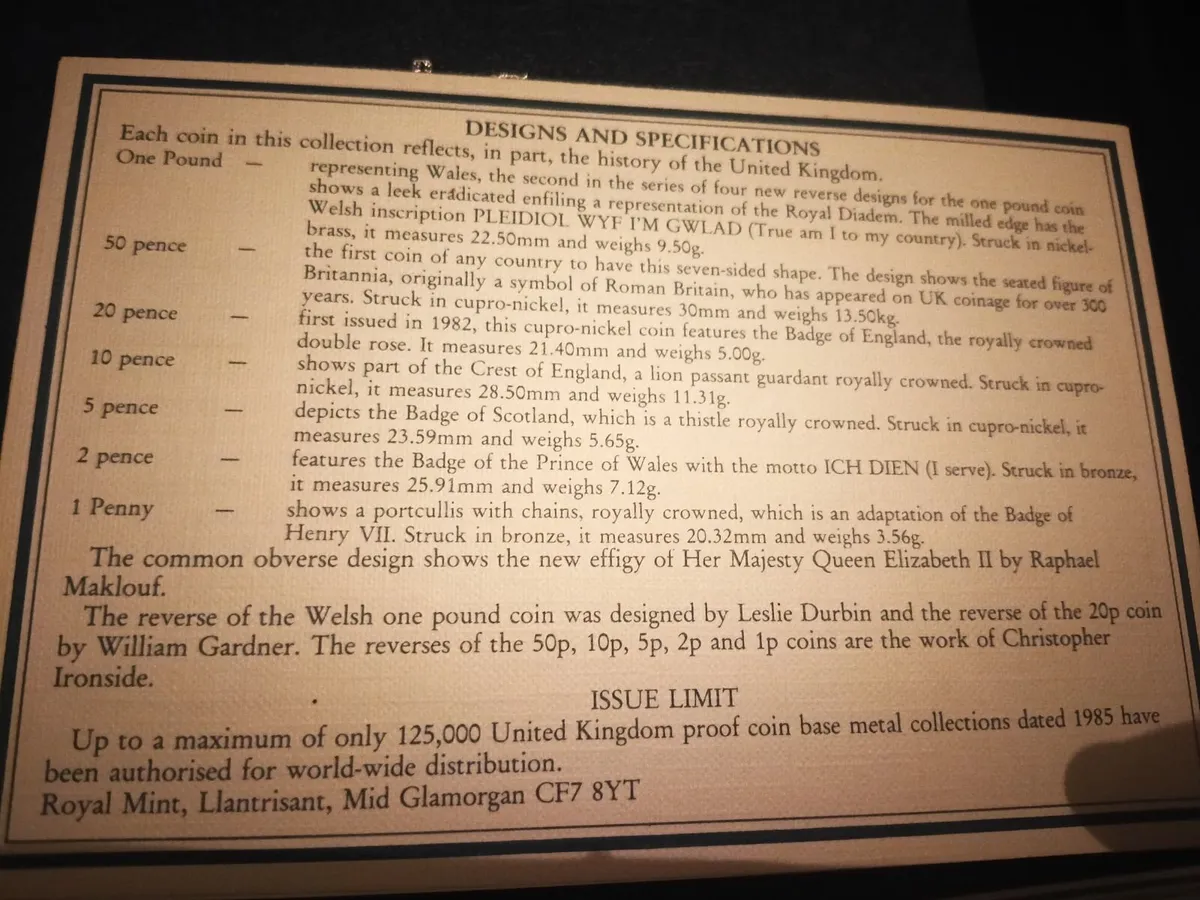 1985 UK Proof set - Image 2