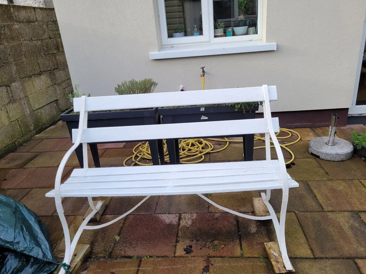 VINTAGE GARDEN BENCH FOR SALE  With Solid Teak Tim - Image 2