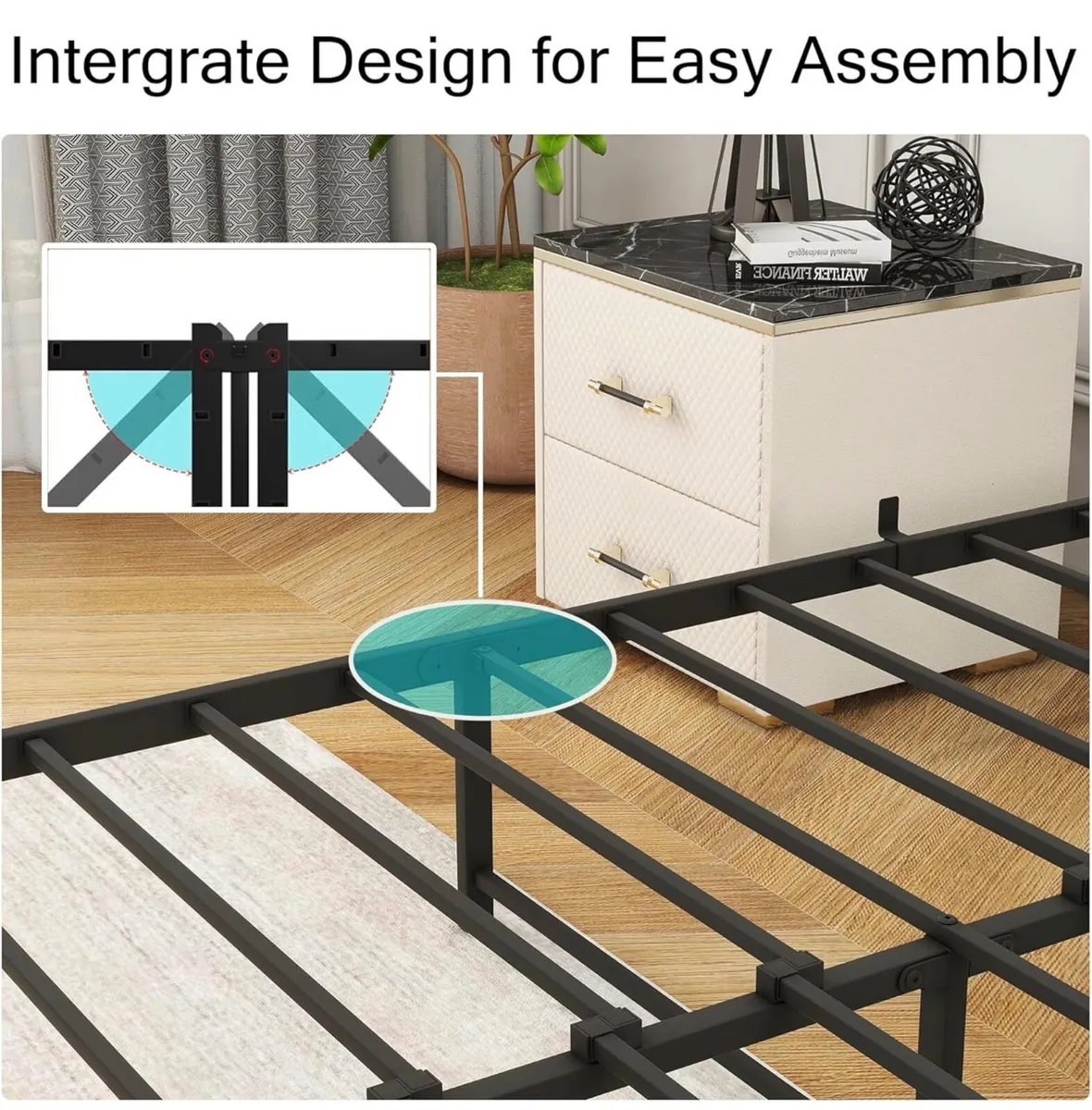 Single Bed Frame with LED Lights Storage Upholster - Image 4